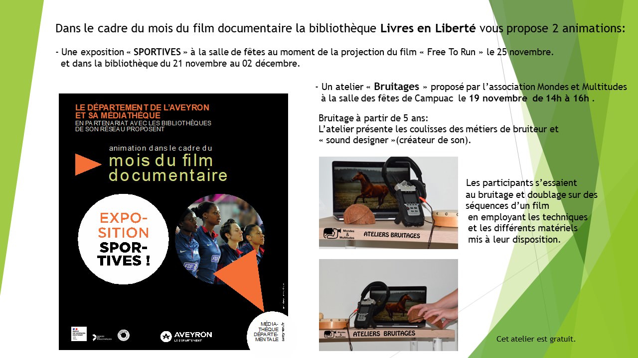 Mois du film documentaire Programme à Campuac Commune de Campuac